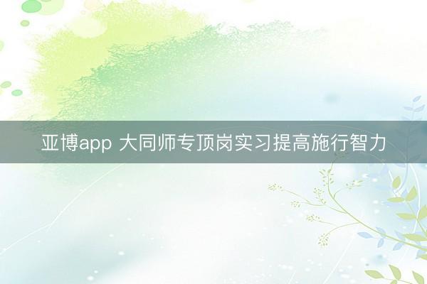 亚博app 大同师专顶岗实习提高施行智力