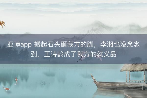 亚博app 搬起石头砸我方的脚,李湘也没念念到,王诗龄成了我方的就义品