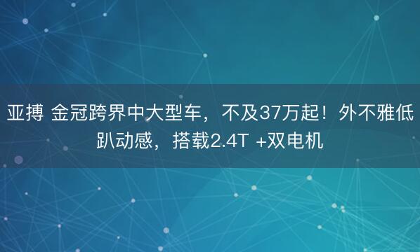 亚搏 金冠跨界中大型车，不及37万起！外不雅低趴动感，搭载2.4T +双电机