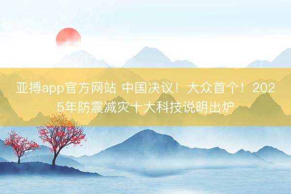 亚搏app官方网站 中国决议！大众首个！2025年防震减灾十大科技说明出炉