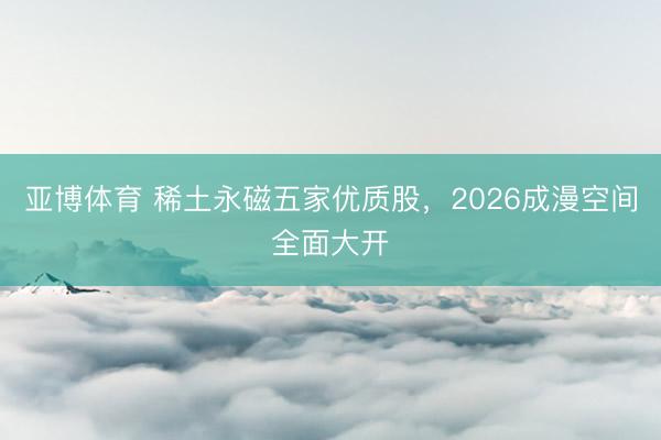 亚博体育 稀土永磁五家优质股，2026成漫空间全面大开