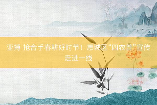 亚搏 抢合手春耕好时节！惠城区“四农普”宣传走进一线