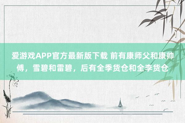 爱游戏APP官方最新版下载 前有康师父和康帅傅，雪碧和雷碧，后有全季货仓和全李货仓