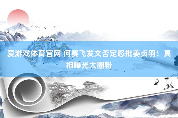 爱游戏体育官网 何赛飞发文否定怒批姜贞羽！真相曝光太圈粉