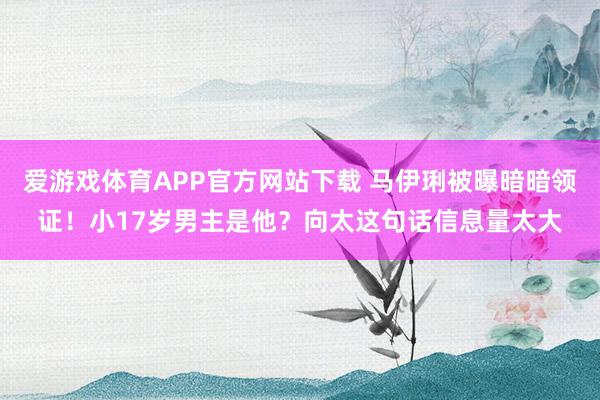 爱游戏体育APP官方网站下载 马伊琍被曝暗暗领证！小17岁男主是他？向太这句话信息量太大