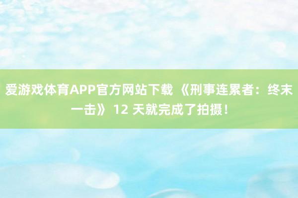 爱游戏体育APP官方网站下载 《刑事连累者：终末一击》 12 天就完成了拍摄！