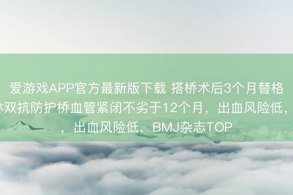爱游戏APP官方最新版下载 搭桥术后3个月替格瑞洛+阿司匹林双抗防护桥血管紧闭不劣于12个月，出血风险低，BMJ杂志TOP