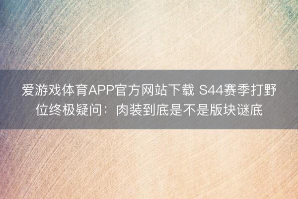 爱游戏体育APP官方网站下载 S44赛季打野位终极疑问：肉装到底是不是版块谜底
