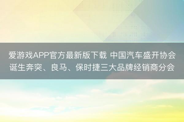 爱游戏APP官方最新版下载 中国汽车盛开协会诞生奔突、良马、保时捷三大品牌经销商分会