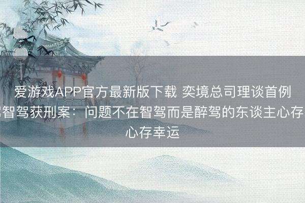 爱游戏APP官方最新版下载 奕境总司理谈首例醉驾智驾获刑案:问题不在智驾而是醉驾的东谈主心存幸运