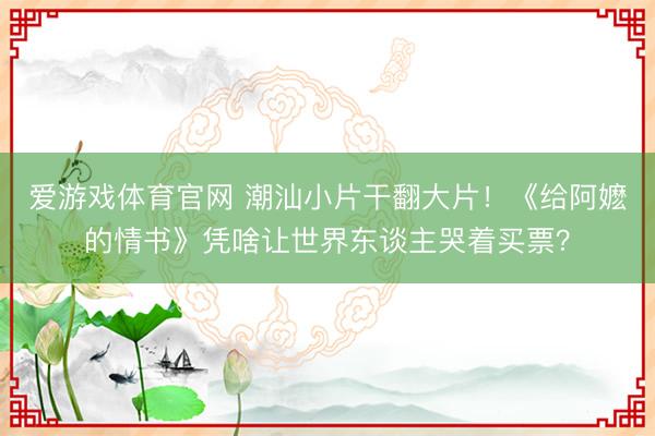 爱游戏体育官网 潮汕小片干翻大片!《给阿嬷的情书》凭啥让世界东谈主哭着买票?