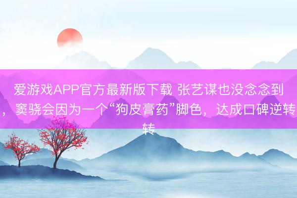 爱游戏APP官方最新版下载 张艺谋也没念念到，窦骁会因为一个“狗皮膏药”脚色，达成口碑逆转