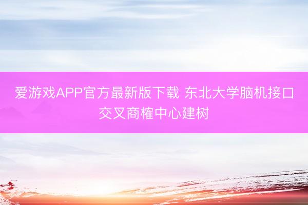 爱游戏APP官方最新版下载 东北大学脑机接口交叉商榷中心建树