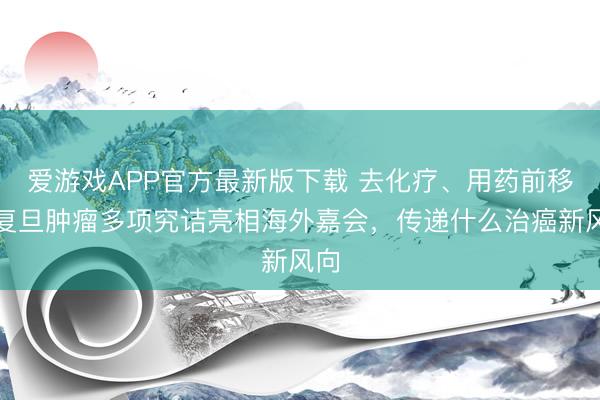 爱游戏APP官方最新版下载 去化疗、用药前移！复旦肿瘤多项究诘亮相海外嘉会，传递什么治癌新风向