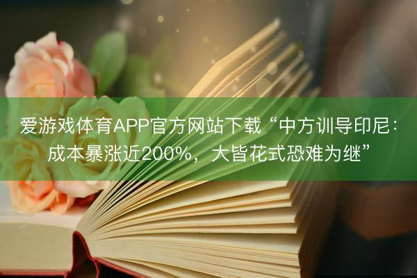 爱游戏体育APP官方网站下载 “中方训导印尼：成本暴涨近200%，大皆花式恐难为继”